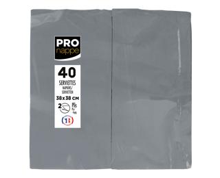 Pack of 40 Micro-Embossed 1/8 Wadded Napkings, 38x38cm. - Grey