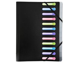Trieur polypropylène 3 rabats 12 compartiments OPAK - Noir