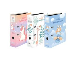 Kindergarten-Motivordner DIN A4, Rückenbreite 8cm, schwarzer Innenspiegel, Griffloch