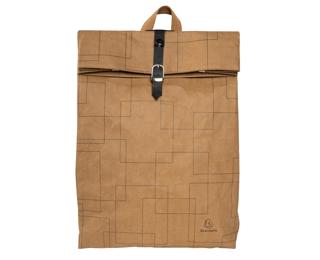 Rucksack 32x44x12cm aus Papier in Lederoptik, Serie Eterneco - Braun geometrische Motive