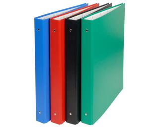 Ringbuch aus festem Karton 2,5mm PVC kaschiert, 4 Ringe 30mm, Rücken 40mm, 34,3x28cm für DIN A4 - Farben sortiert