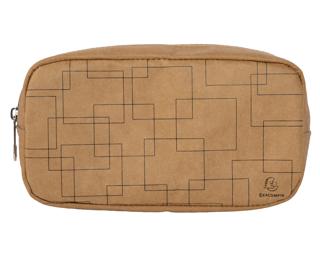 Schlampermäppchen 21x11x7cm aus Papier in Lederoptik, Eterneco - Braun geometrische Motive