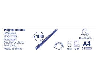 Boite 100 reliures spirales plastique 12mm - Blanc