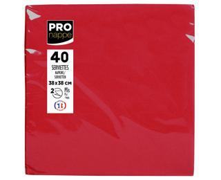 40 Micro-Embossed Wadding Napkins 38x38 - Red