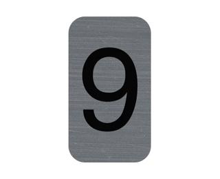 Plaque adhésive imitation Aluminium Chiffre 9 2,5x4,4 cm - Gris