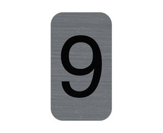 Hinweisschild selbstklebend, Aluminiumoptik, Ziffer 9 - 2,5x4 ,4 cm