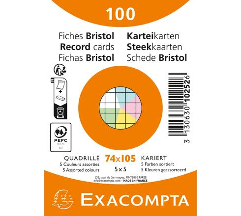 Stock Bureau - EXACOMPTA Étui De 100 Fiches Bristol Ligné Non Perforé 210x297mm Blanc