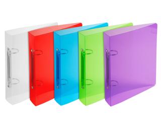 Flexible Ringbücher, PP, Rückenbreite 40mm, für DIN A5, Crystal - Farben sortiert