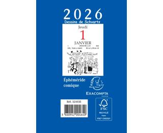 Bloc éphéméride comique sans support 6,5 x 9,7 cm 2026 - Bleu