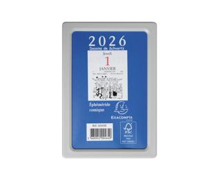 Bloc éphéméride comique sans support 6,5 x 9,7 cm 2026 - Bleu