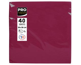 Packung mit 40 Servietten, mikrogeprägt, Tissue, 2-lagig - 38x38cm - Bordeauxrot