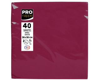 40 Micro-Embossed Wadding Napkins 38x38 - Burgundy