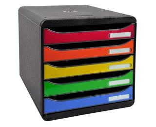 Módulo BIG-BOX PLUS con 5 cajones para documentos A4+, ultra-rígido y con stop de seguridad - 347x278x271 mm - IDERAMA - Arlequín glossy