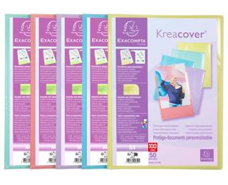 Portalistino personalizzabile Kreacover polipropilene flessibile, 50 buste liscio - A4