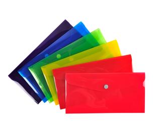 Exacompta Iderama PP Press-Stud Pocket Envelope, DL Size - Assorted colours