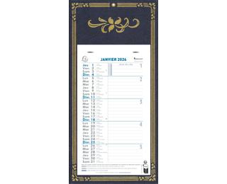 Calendrier mensuel Skytos avec feuillets détachables 13 x 23 cm support plaque imprimée 16 x 33 cm 2026 - Couleurs assorties