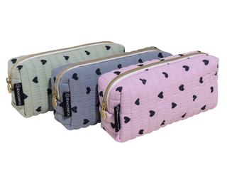 Exacompta Hearts Rectangle Pencil Case, Cotton - Assorted colours