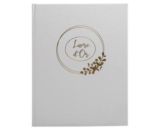 Livre d'or 100 pages tranche or Ringflower - Blanc