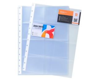 Paquet de 10 recharges pochettes pour porte-cartes de visite à anneaux A4 - Translucide
