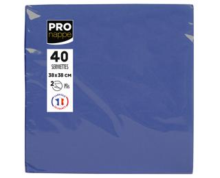 Pak van 40 2-laags micro-gewafelde watten servetten - Formaat 38x38 cm - Marineblauw