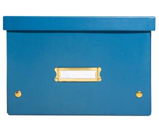 Boîte de rangement à plat carton 27x36x19cm Néo Déco - Bleu de France