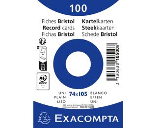Pak 100 steekkaarten in folie - bristol effen niet geperforeerd - 74x105mm - Wit