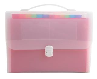 Cartella a soffietti espandibili con manico Crystal Colours polipropilene zigrinato 24 scomparti - 29x33cm - Cristallo