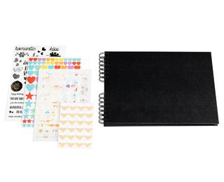 Scrapbooking Kit Album 70 zwarte pagina's: Stickers & Sjablonen 