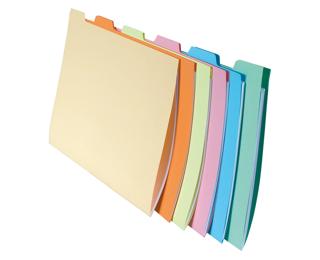 Paquet de 10x6 chemises compartiments a onglets pour tiroir SUPER 210 - 24x32cm - Couleurs assorties