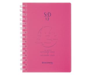 Agenda de poche SAD 13S Linicolor 9 x 13 cm Semainier Septembre 2024 à Décembre 2025 - 16 mois - Rose