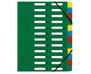 Ordnungsmappe HARMONIKA mit ausgestanzten Fenstern und Gummizug, aus Colorspan-Karton, 24 Fächer, für DIN A4 