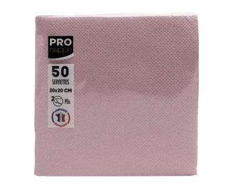 Pak van 50 2-laags micro-gewafelde watten cocktailservetten - Formaat 20x20 cm - Oudroze