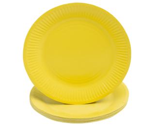20 round cardboard plates, Ø 23 cm - Yellow