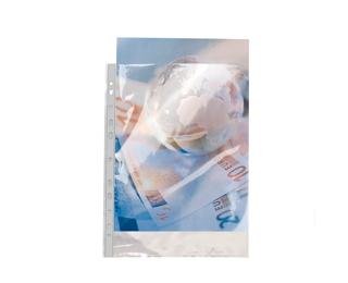 Packung mit 100 Prospekthüllen glatt und gelocht aus PP 90µ, DIN A4