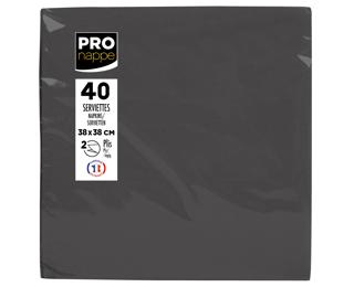 40 Micro-Embossed Wadding Napkins 38x38 - Black