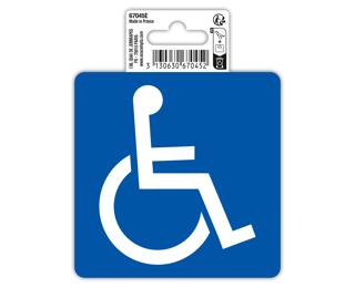 Hinweisschild selbstklebend, PVC, für Menschen mit Behinderung/Schwerbehindertenausweis/barriefrefreier Zugang 10 cm - Blau