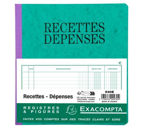 Piqûre 297X210 Recettes-dépenses 80 pages - Couleurs assorties