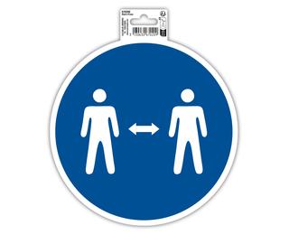 Hinweisschild, Abstand halten, PVC, selbstklebend und rutschfest, 20 cm - Blau