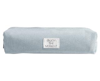 Viereckiges Schlampermäppchen, Cordstoff, Velvet - Blau