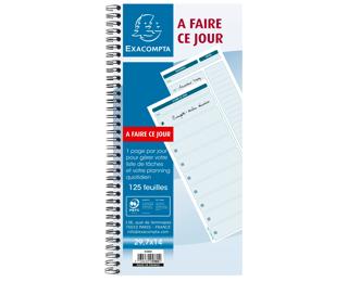 Carnet spiralé 29,7x14cm - A faire ce jour - 125 feuilles