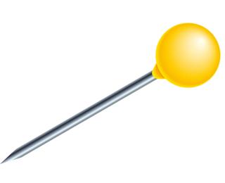 Boîte de 100 épingles sphériques - Hauteur de pointe 15mm - 4mm de diamètre - Jaune