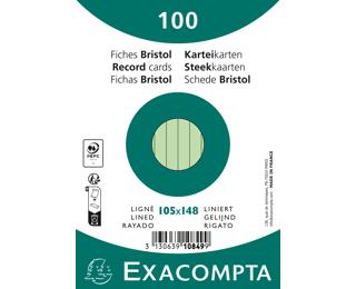 Paquet 100 fiches sous film - bristol ligné non perforé 105x148mm - Vert