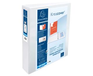 Classeur personnalisable rigide 2 poches KreaCover - 2 anneaux en D 50mm - A4 maxi - Blanc