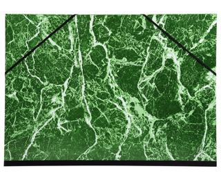 Carton à dessin papier marbré verni avec élastiques 37x52 cm - Pour format 1/2 raisin - Vert