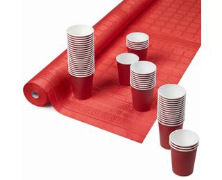 Nappe en rouleau papier damassé -1,18 x 25m - Rouge