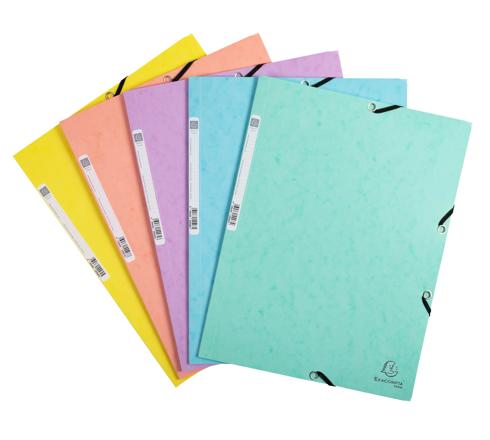 Cartella 3 lembi con elastici cartoncino lustré 400g/mq Aquarel - A4 - Colori assortiti