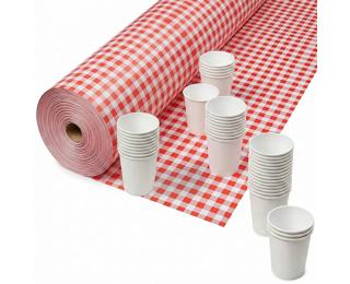 Papiertischdecke auf Rolle mit Damastprägung - 50x1,18m - Vichy Rot