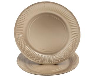 10 Assiettes en carton rondes, 23 cm - Or