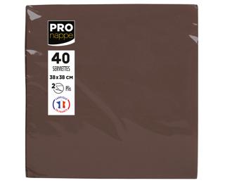 40 Micro-Embossed Wadding Napkins 38x38 - Chocolate