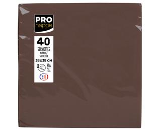 40 Micro-Embossed Wadding Napkins 38x38 - Chocolate